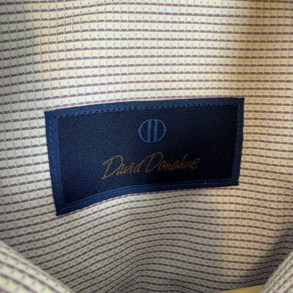 David Donahue Shirt Mens 15.5‎ 34/35 Purple Long Sleeve Button Up Dress - Picture 6 of 7